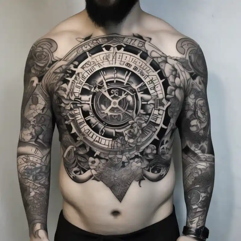 sleeve tattoo to contain the symbols family, love, health, time, money, happines fishing tattoos – Noir et blanc, Couleurs vives